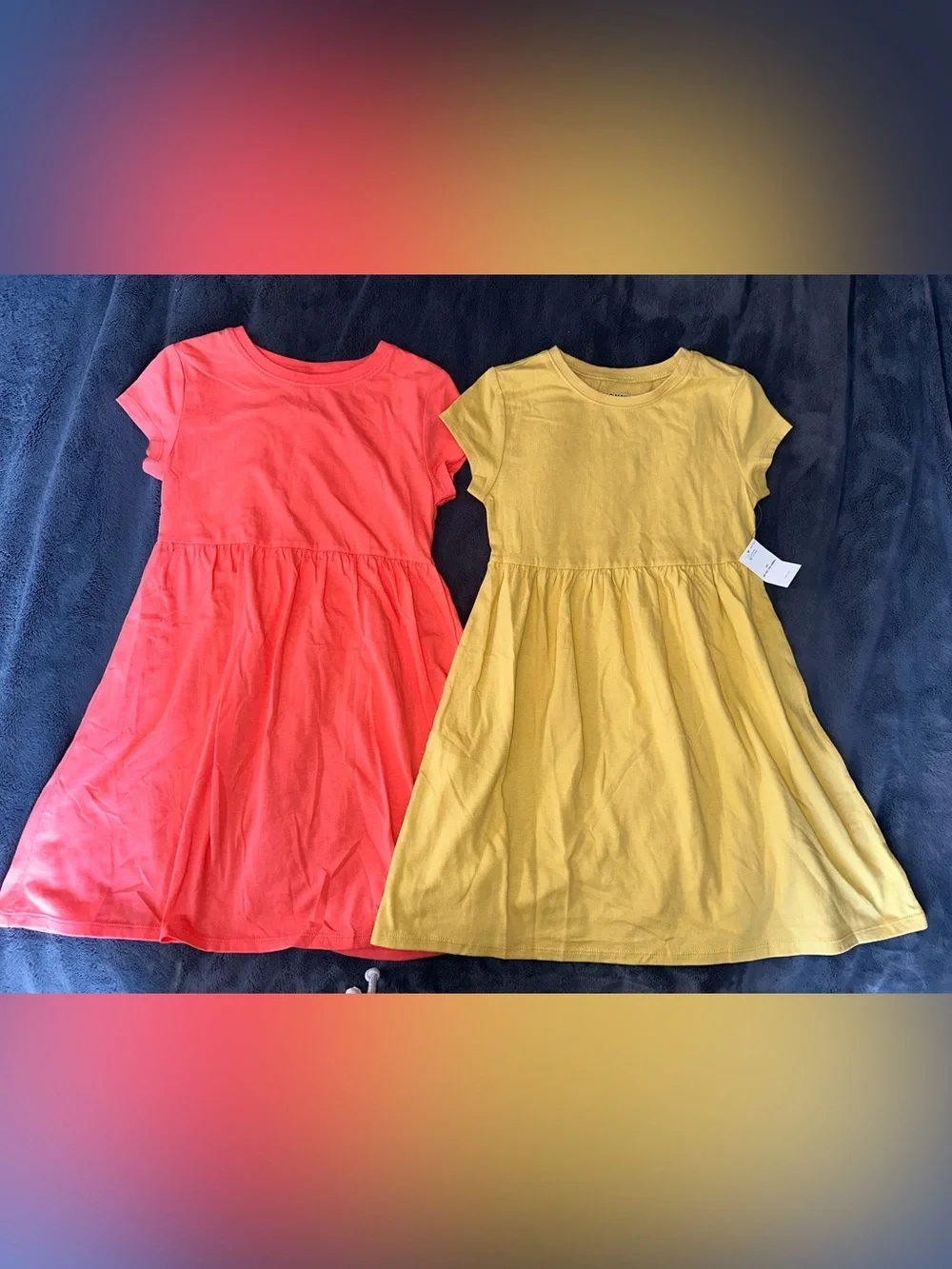 Old Navy toddler girl Short Sleeve Cotton Dress in Orange & Mustard Yellow